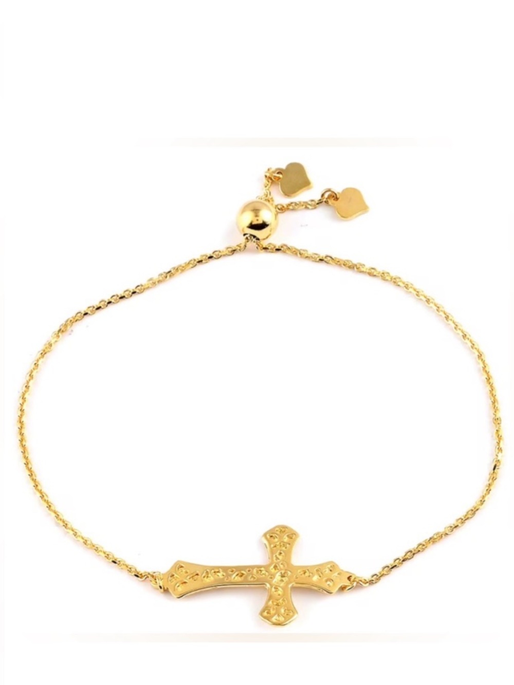 Side Cross Bolo Bracelet in 14K Yellow Gold Over Sterling Silver 2.50 Grams